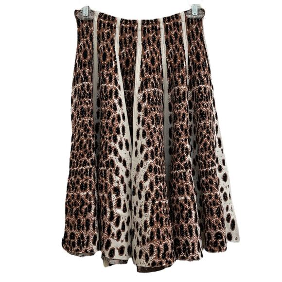 NWT Gianni Bini Leopard Print Pleated Knit Swing Skirt Cheetah Animal Print XS/S - Picture 2 of 12
